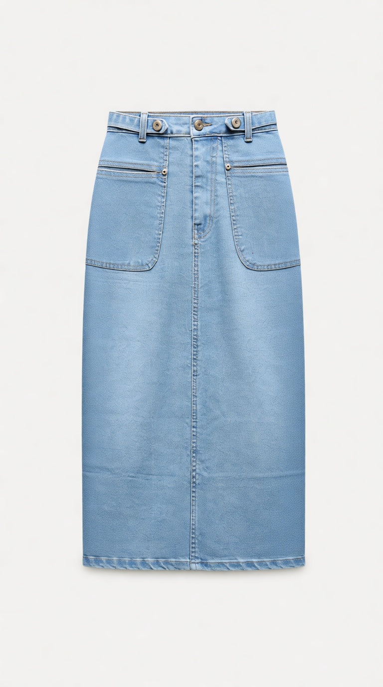 Light wash Denim AL Big Pocket Skirt