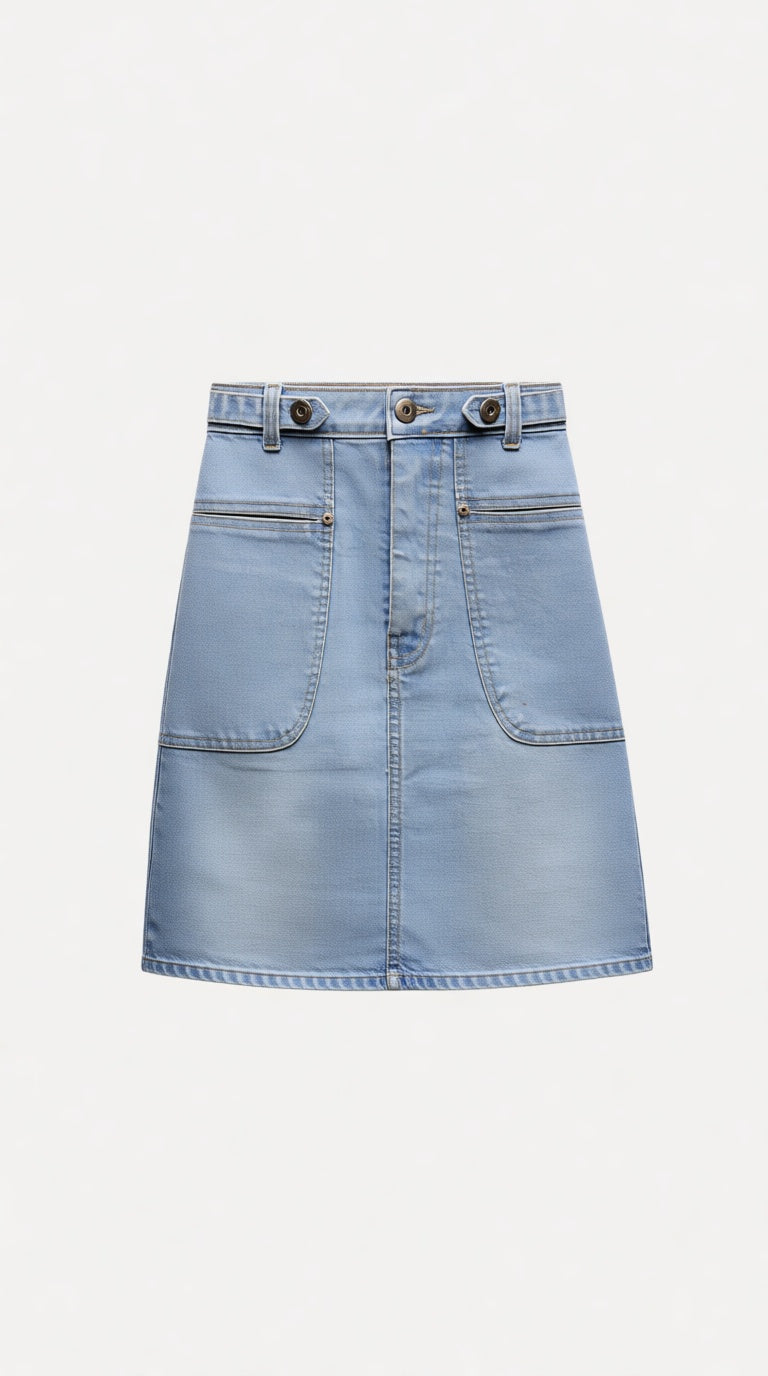 Light wash Denim AL Big Pocket Skirt