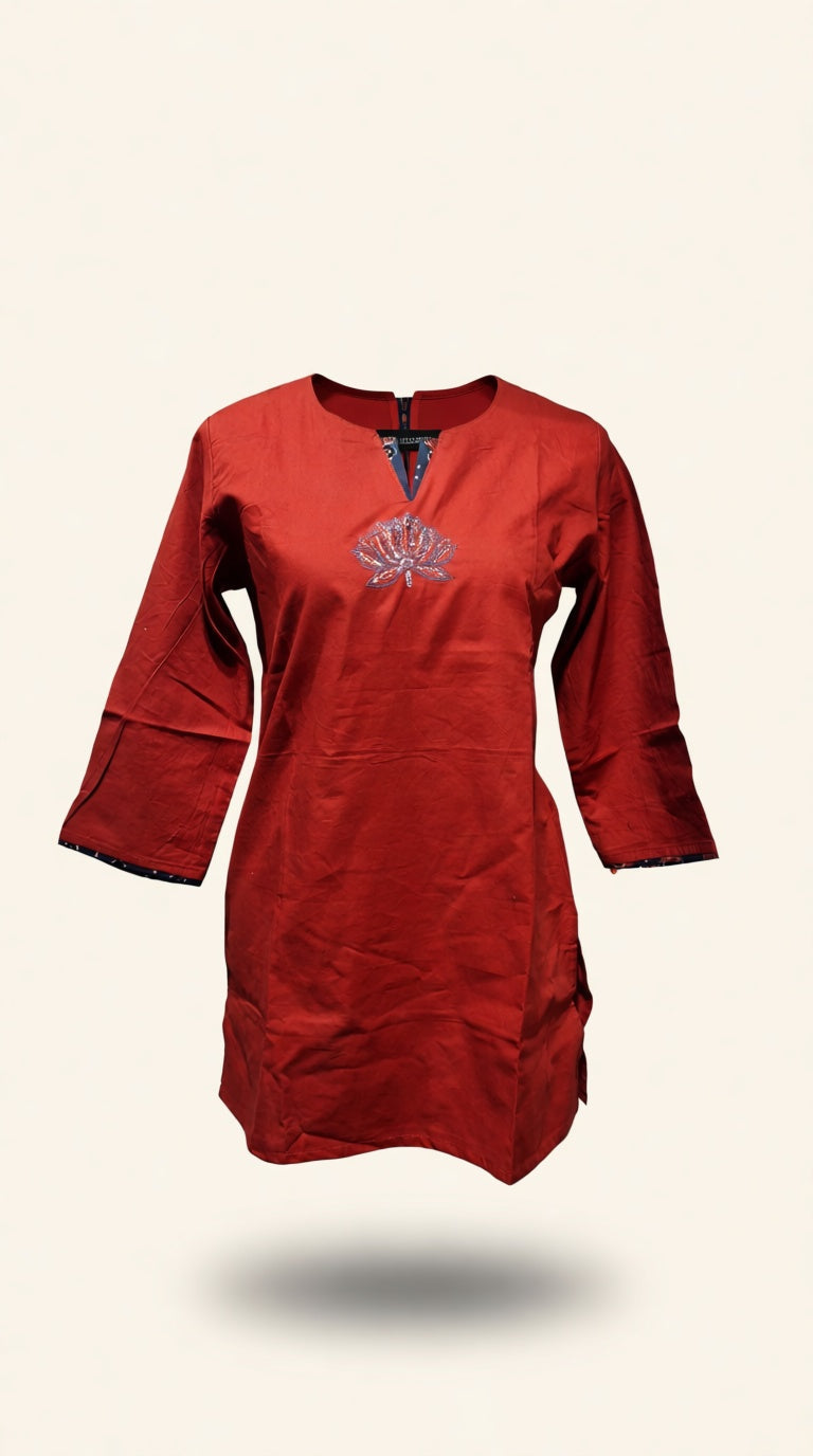 RN Back EMB cotton SK short kurti