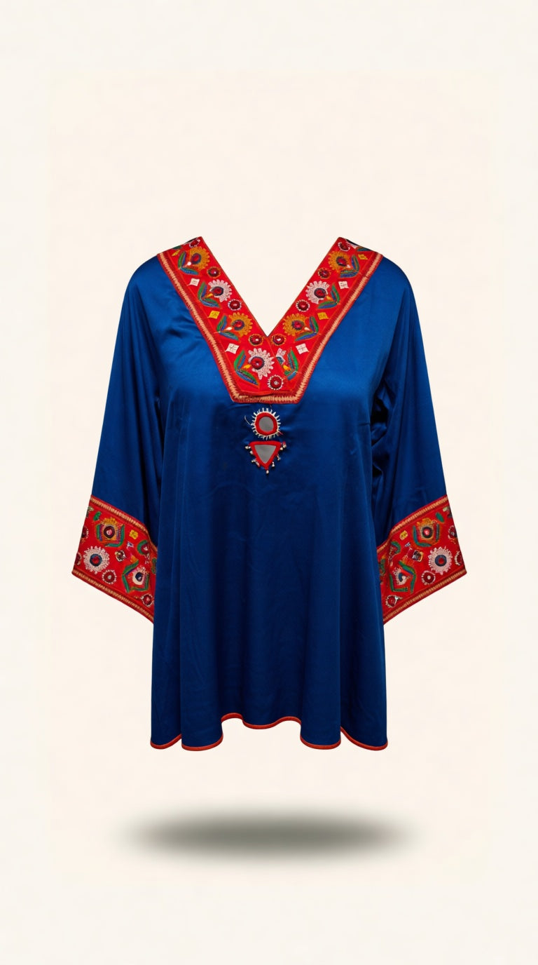 Satin shirt emb kurti