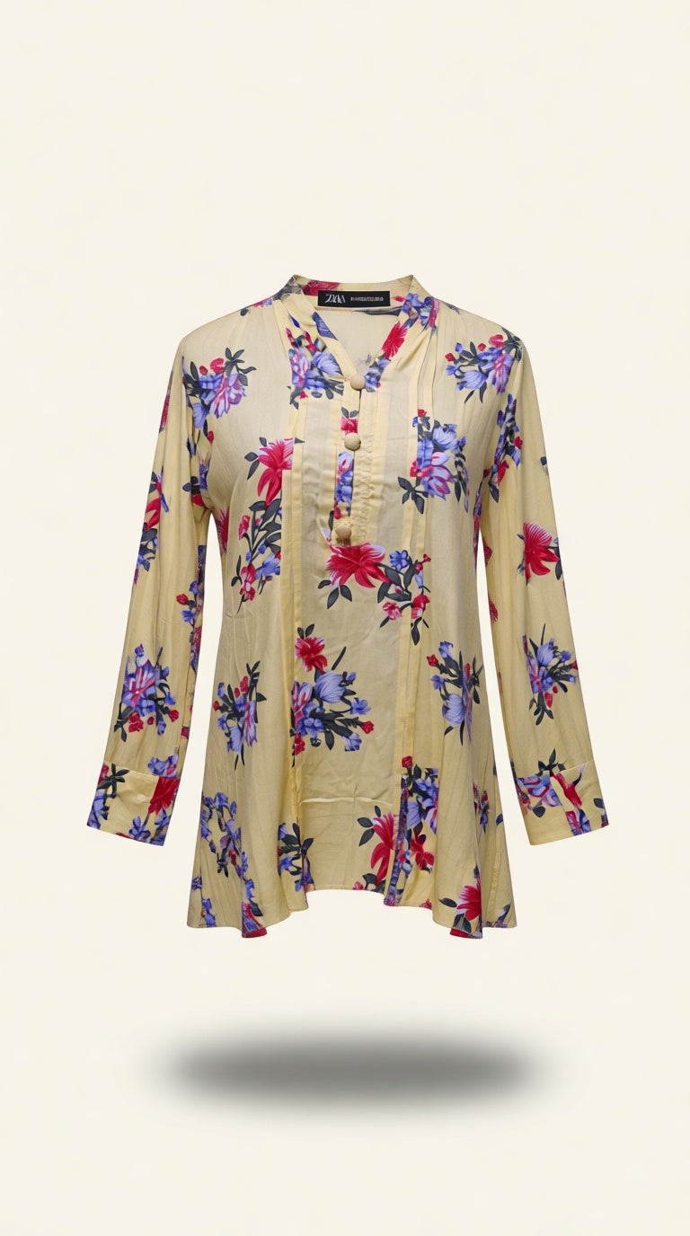 printed sleeve less short kurti