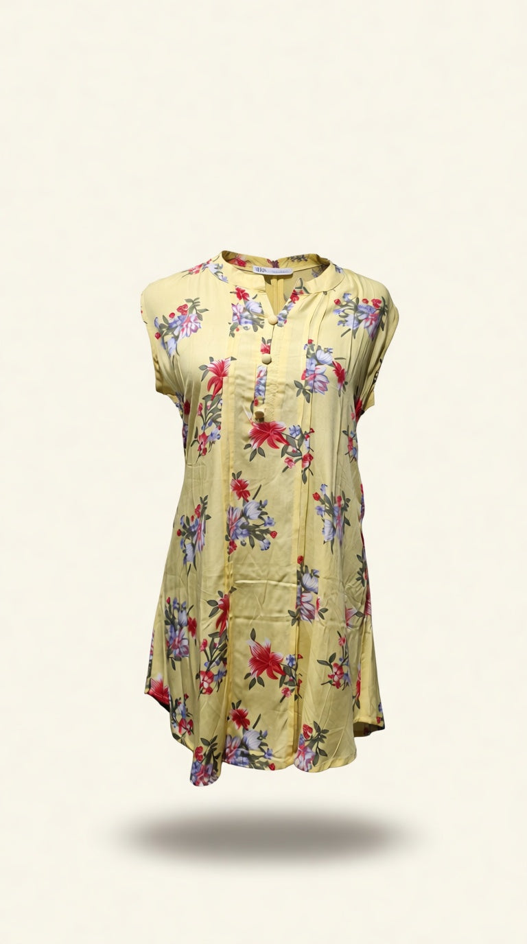 printed sleeve less short kurti