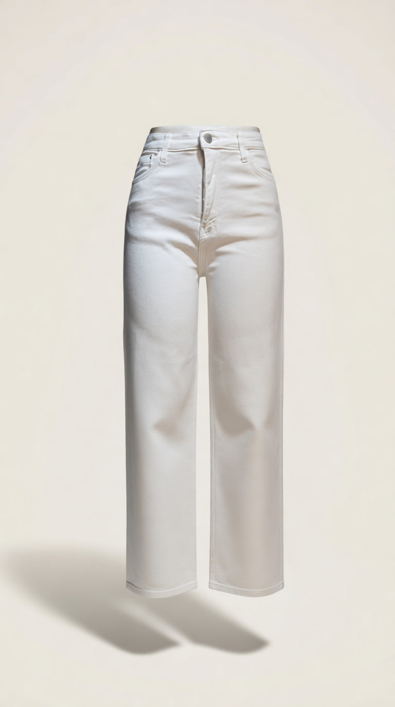White Straight Fit Jeanse elomelo JEANS