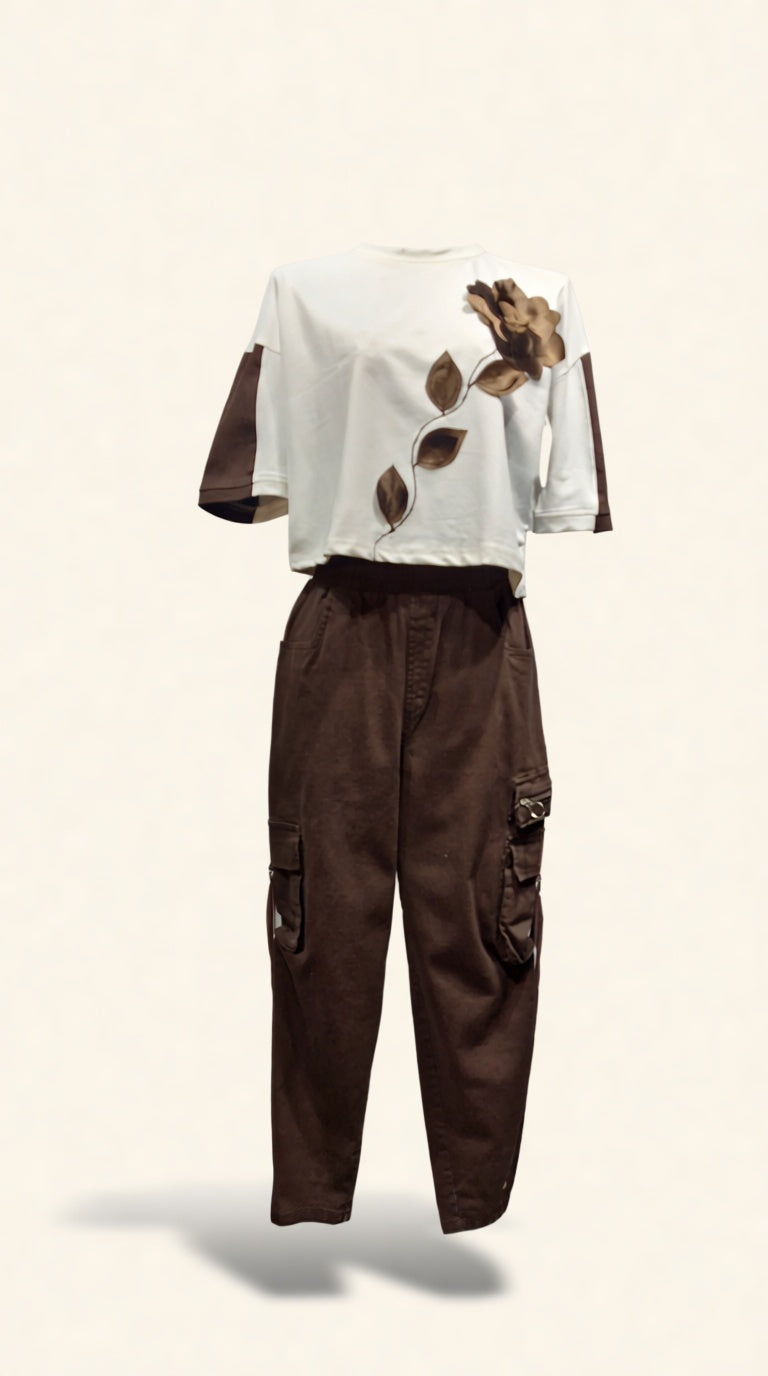 2PCS 9381 Crop cargo Co-ord Set