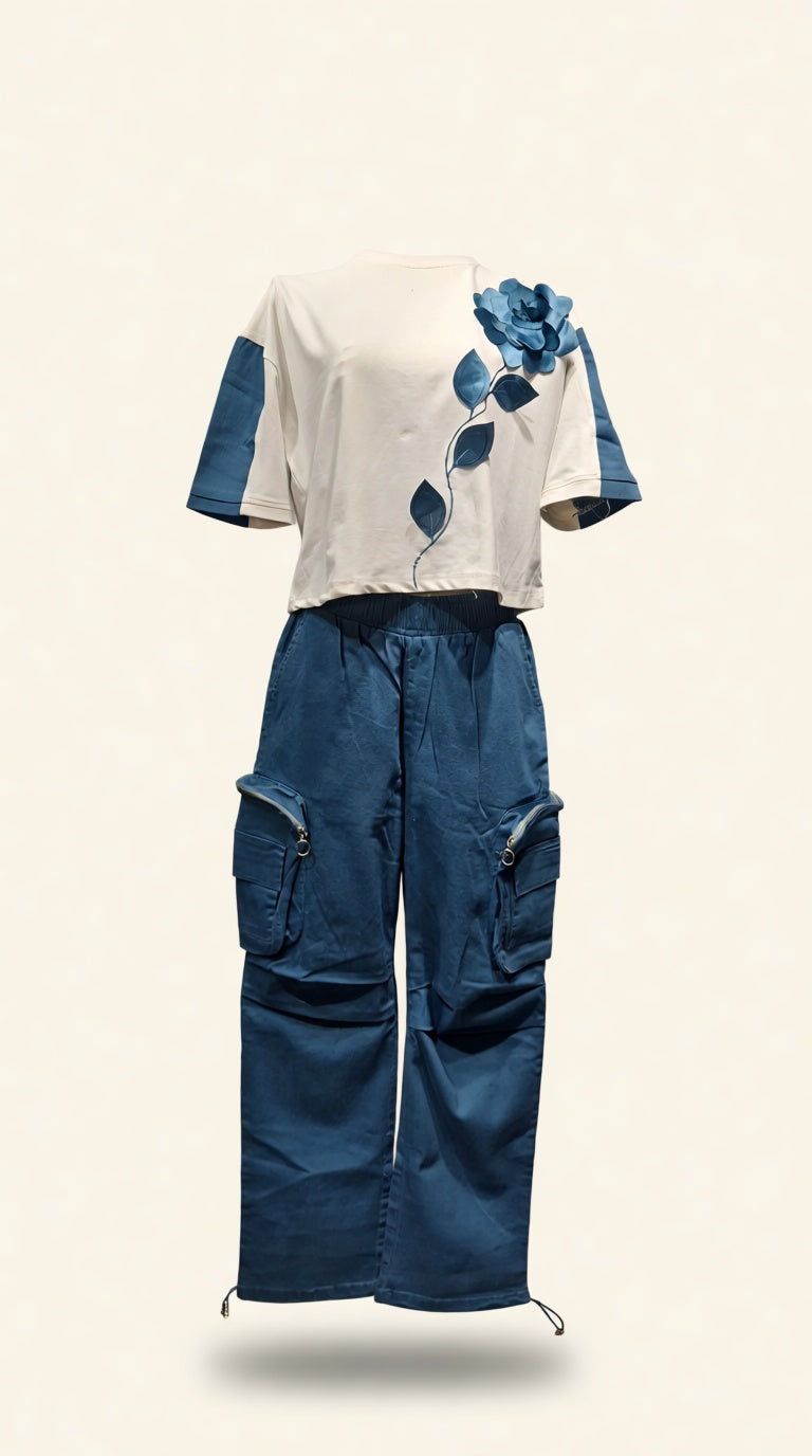 2PCS 9381 Crop cargo Co-ord Set