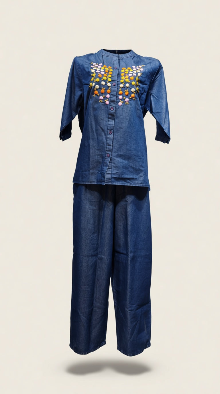 Buttoned denim co-ord set