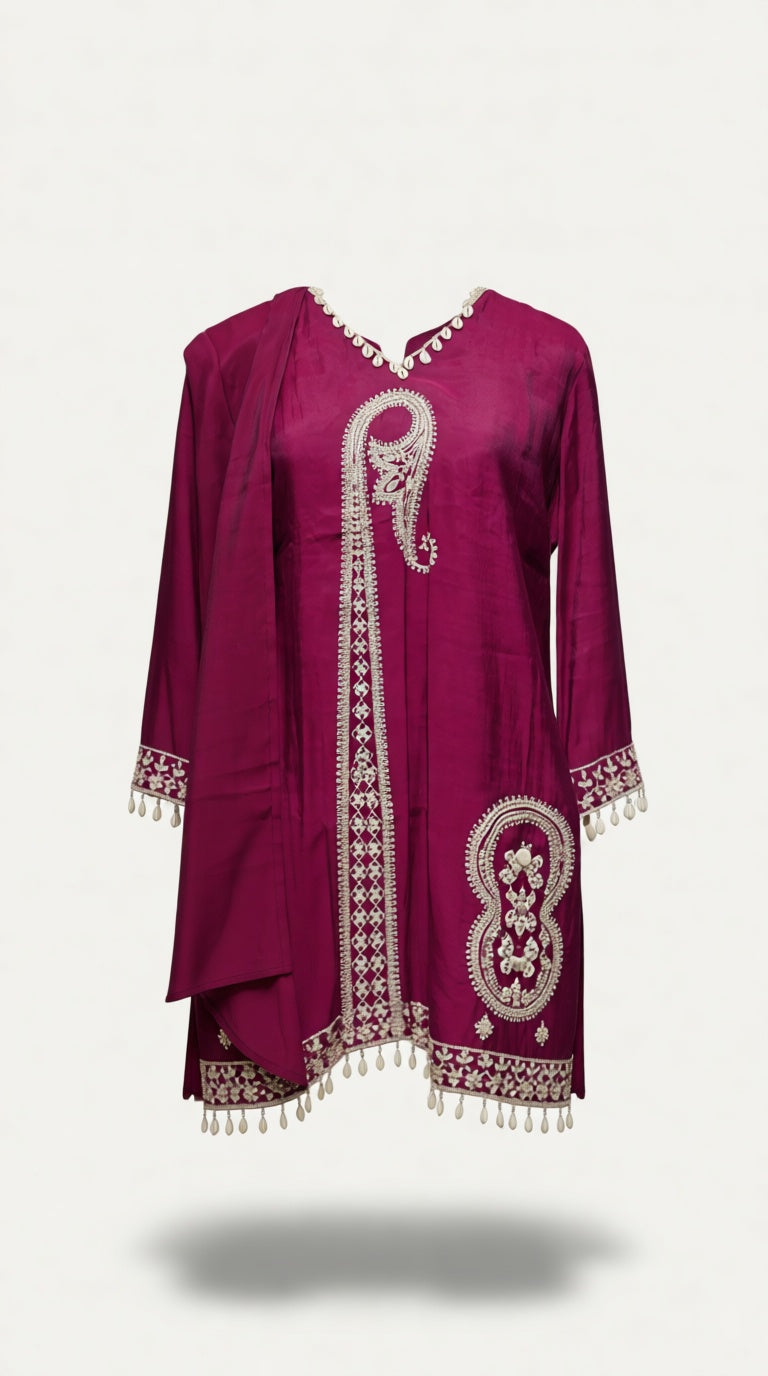 N Emb Muslin Buti Suit