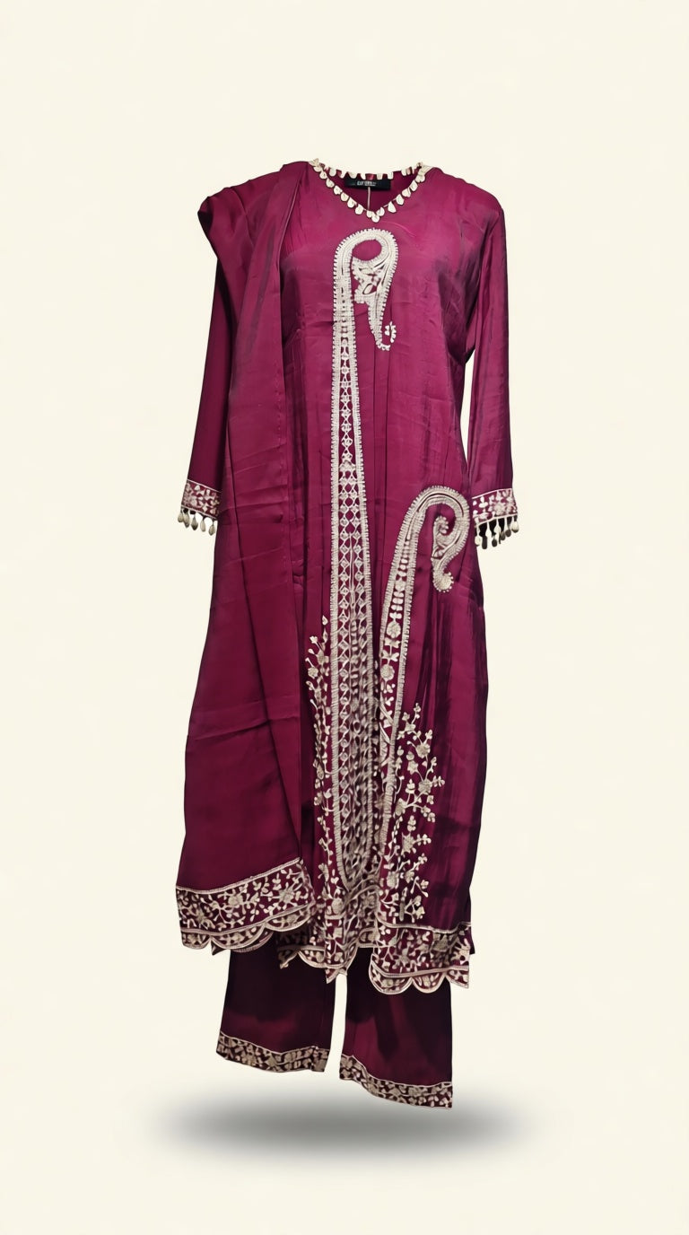 N Emb Muslin Buti Suit