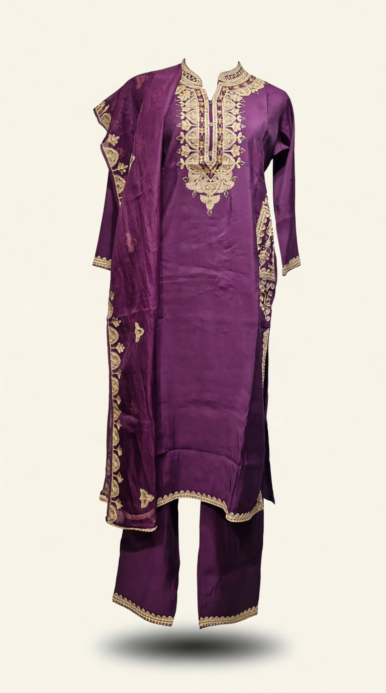 Purple Emb Pocket Suit 001