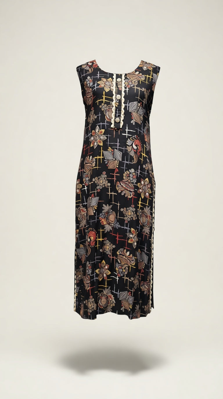 Foil work Print Black and Cream Suit