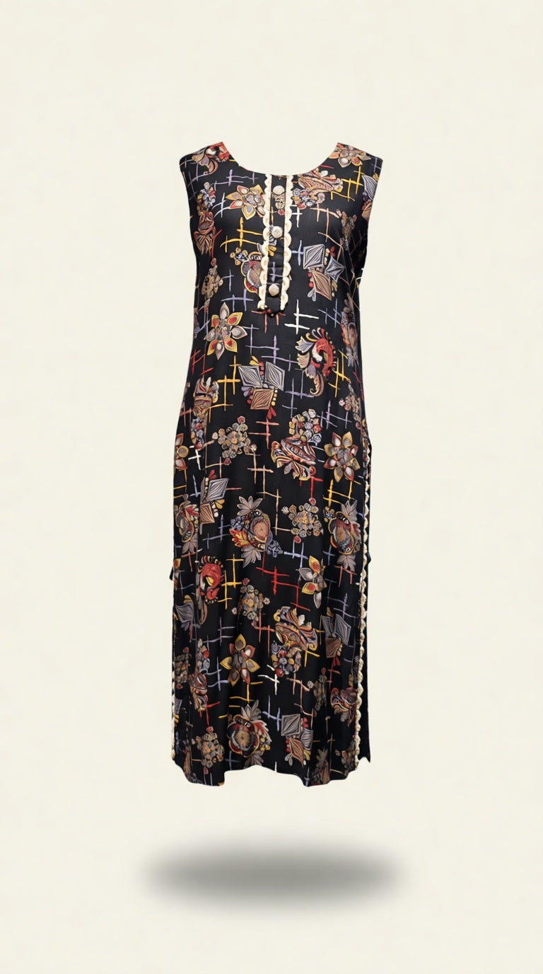 Foil work Print Black and Cream Suit