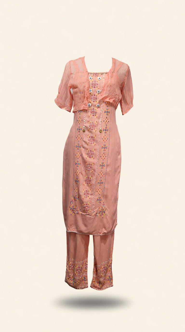 S4355PEACH Eth Co-ord 3Pcs