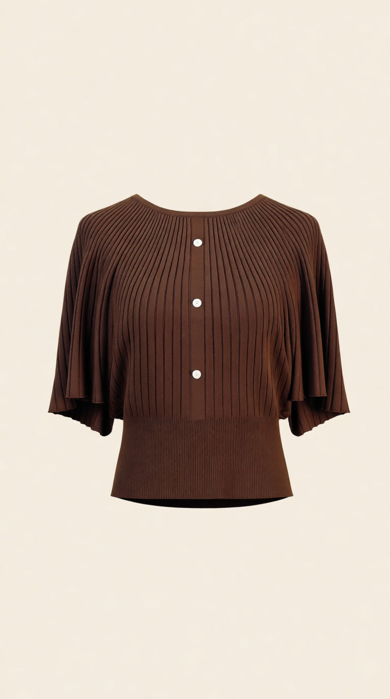 RN ribbed drop sholder top