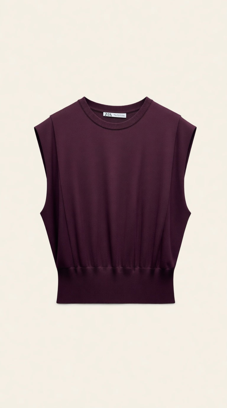 solid color pleated top TOP