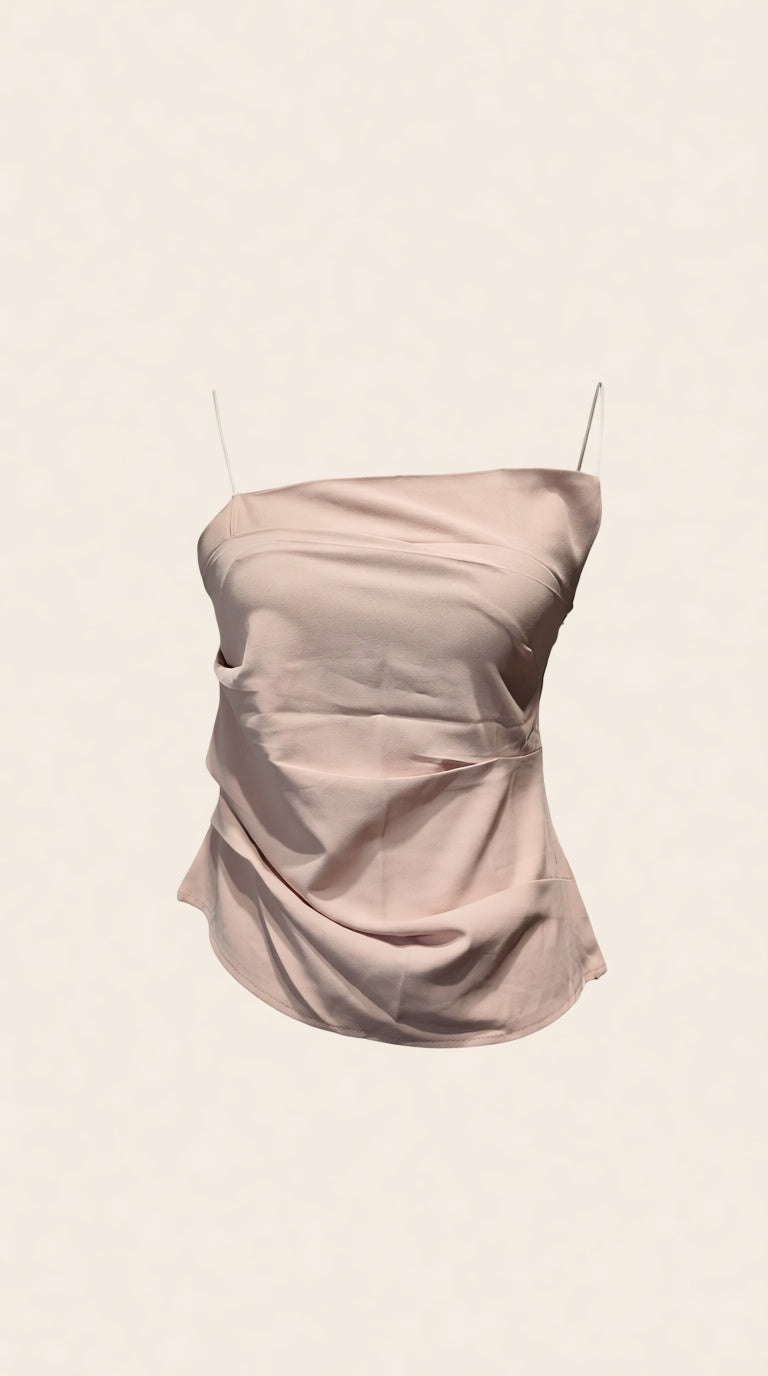 Asymitric Cami Pleated Cami Top Crop Top