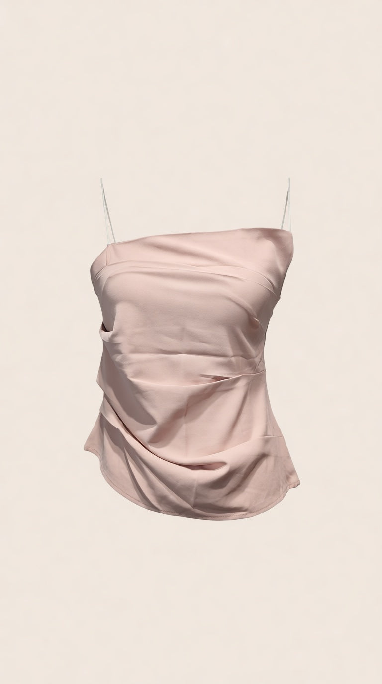 Asymitric Cami Pleated Cami Top Crop Top