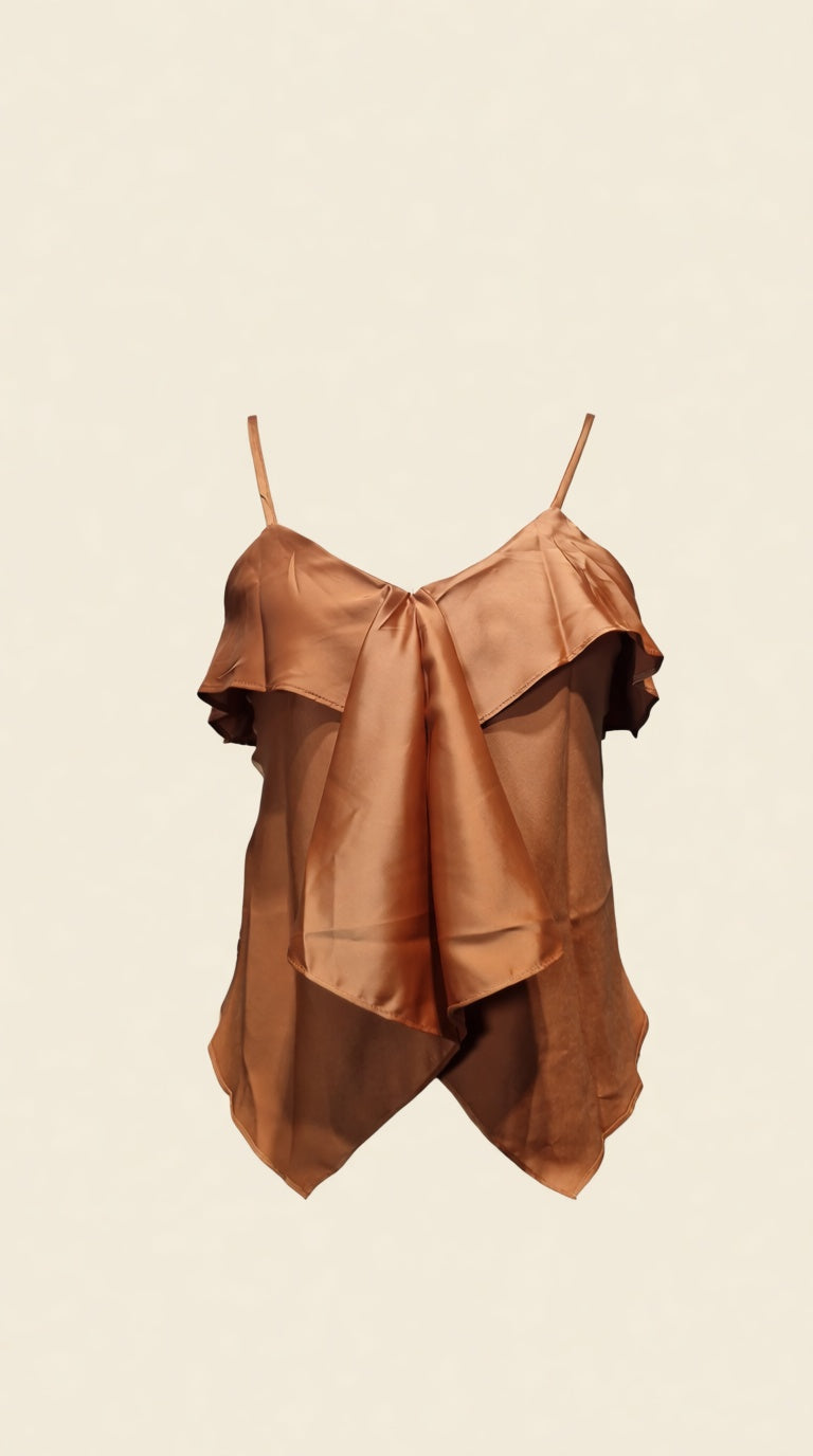 Asymitric Cami Pleated Cami Top Crop Top