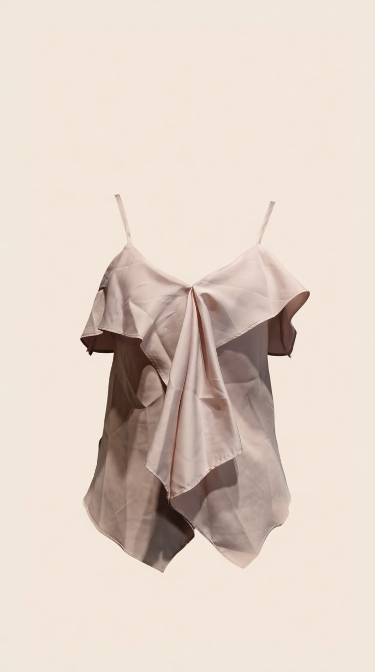 Asymitric Cami Pleated Cami Top Crop Top