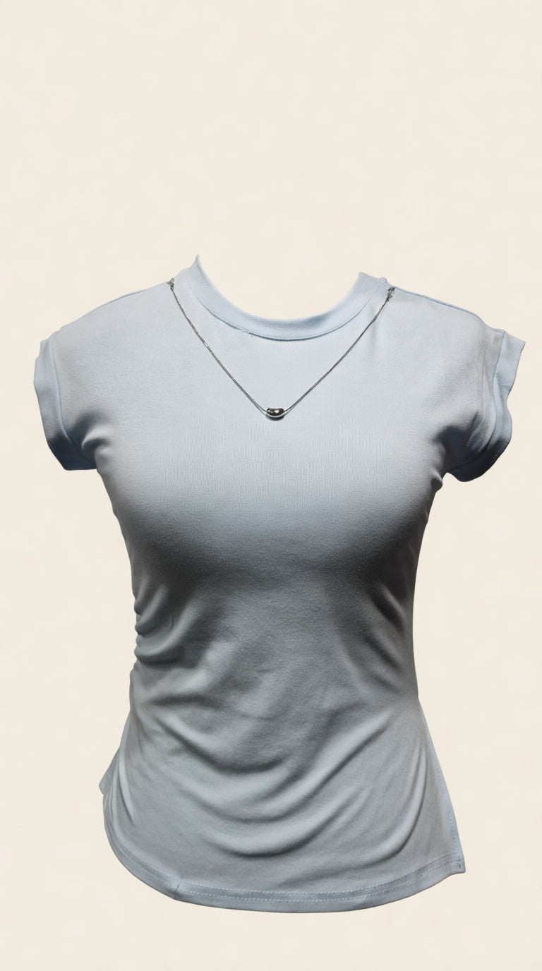 Solid pastel color T top with chain TSHIRT