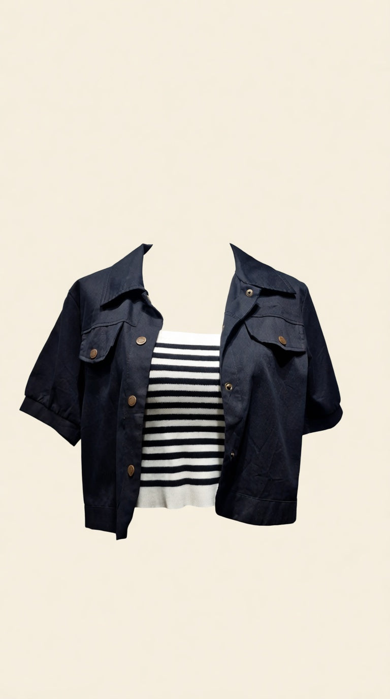 cami top with jacket crop