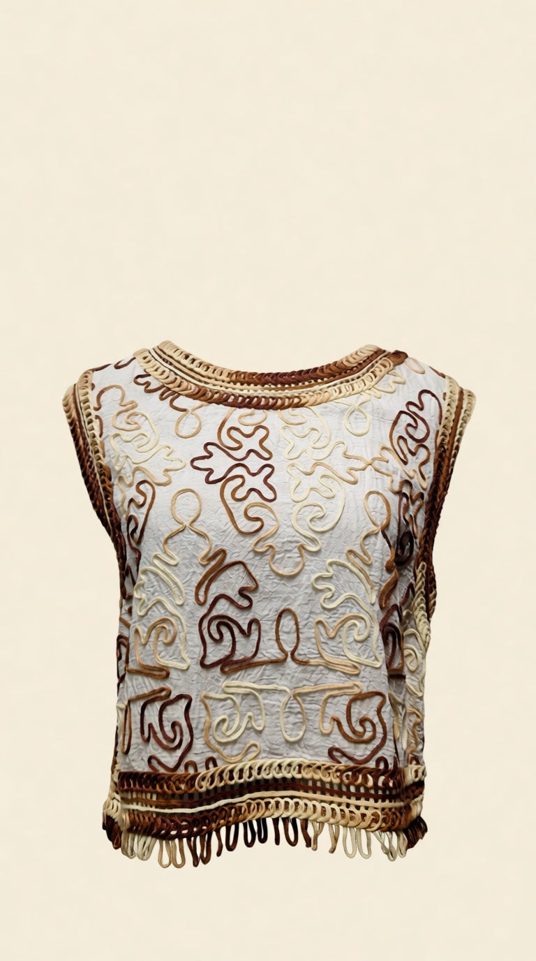sleeve less emb top