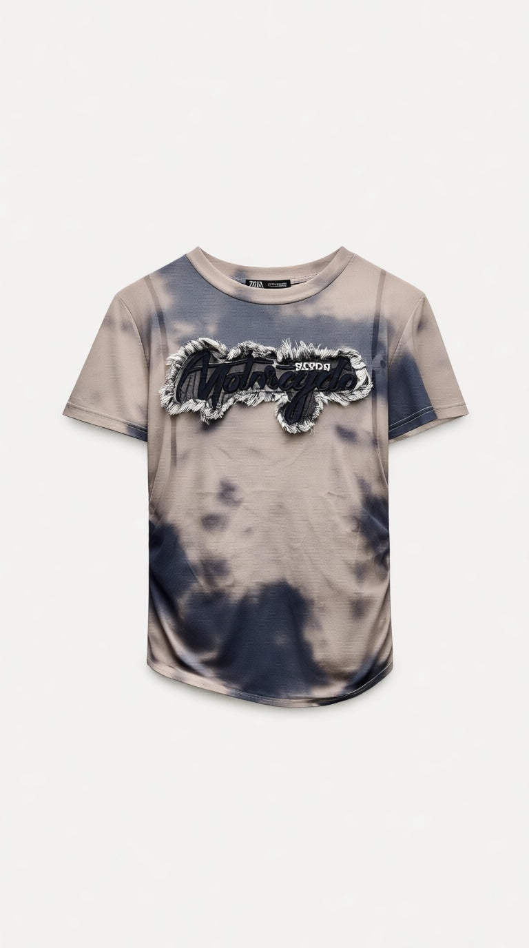denim patch thsirt top T-shirt