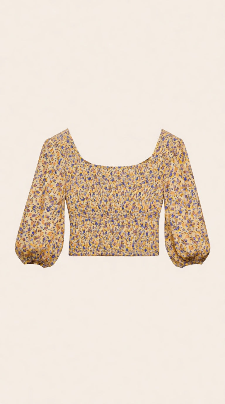 Smoked Crop Top Square Neck