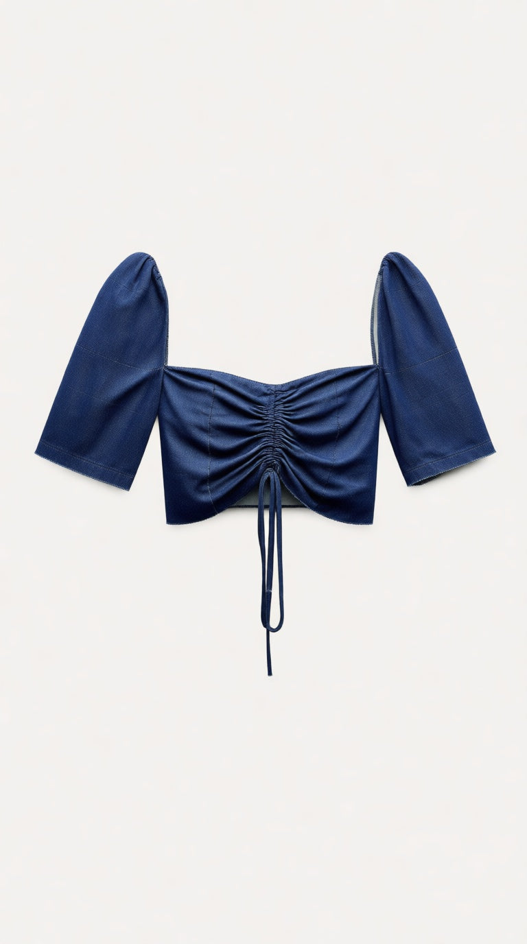 Denim Off sholder Crop Top
