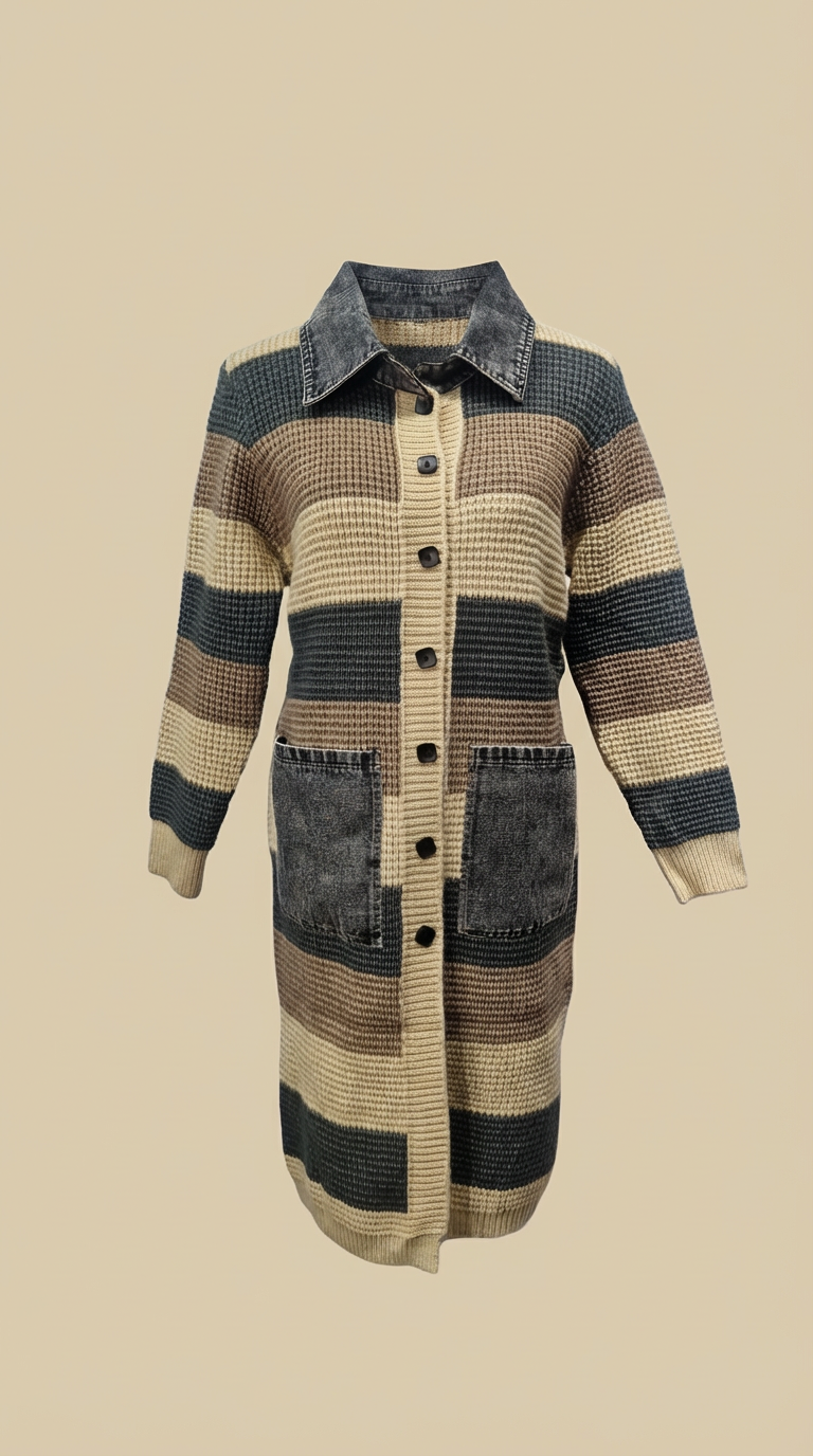 Knitted Midi Dress Coat Collar FO WTR Coat