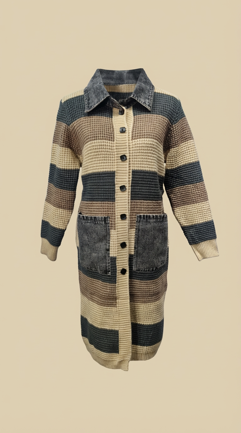 Knitted Midi Dress Coat Collar FO WTR Coat