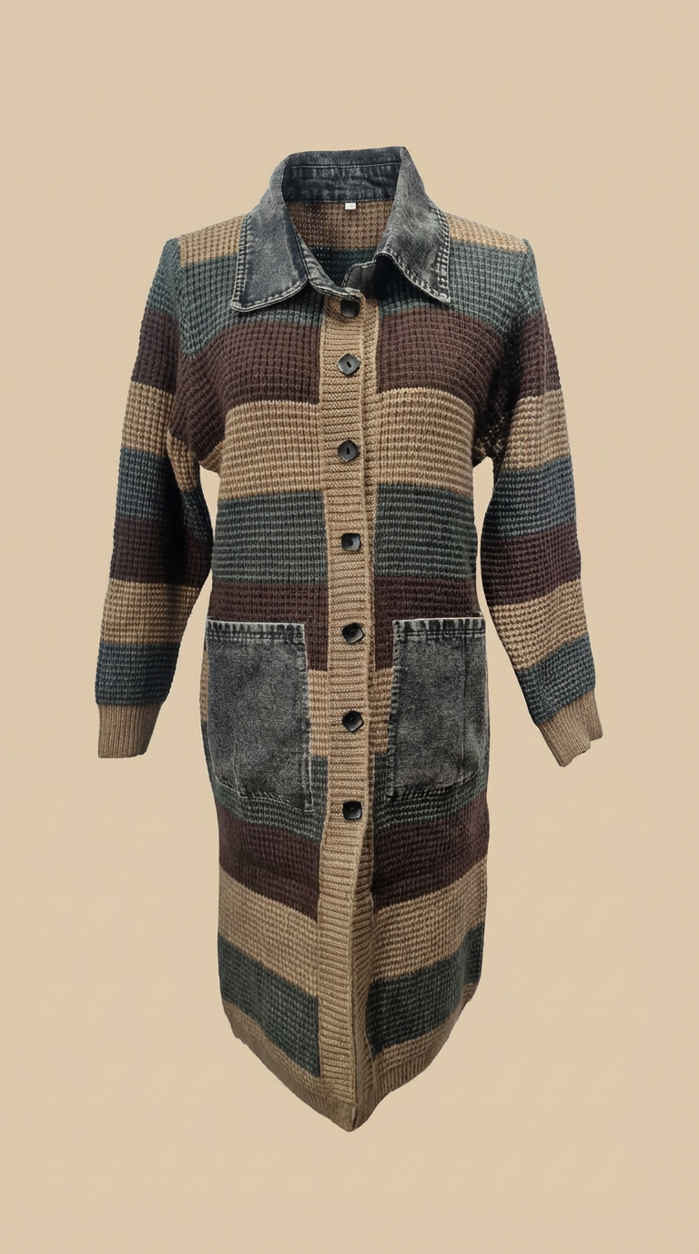 Knitted Midi Dress Coat Collar FO WTR Coat