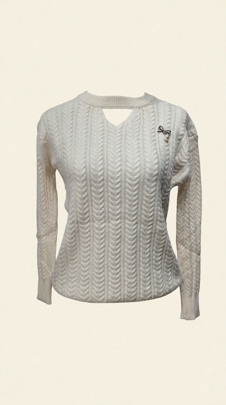 Knitting TOP with Broach Sweater