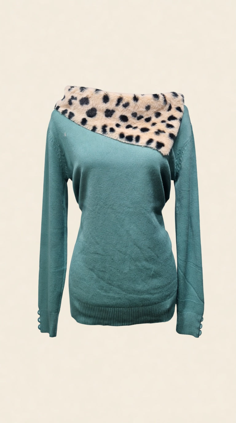 Furry Collar wtr Fancy Sweater