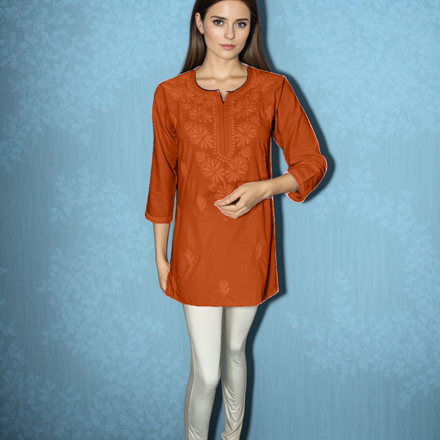 Short Kurti Lakhnavi Chikankari on Modal Cotton Soft an