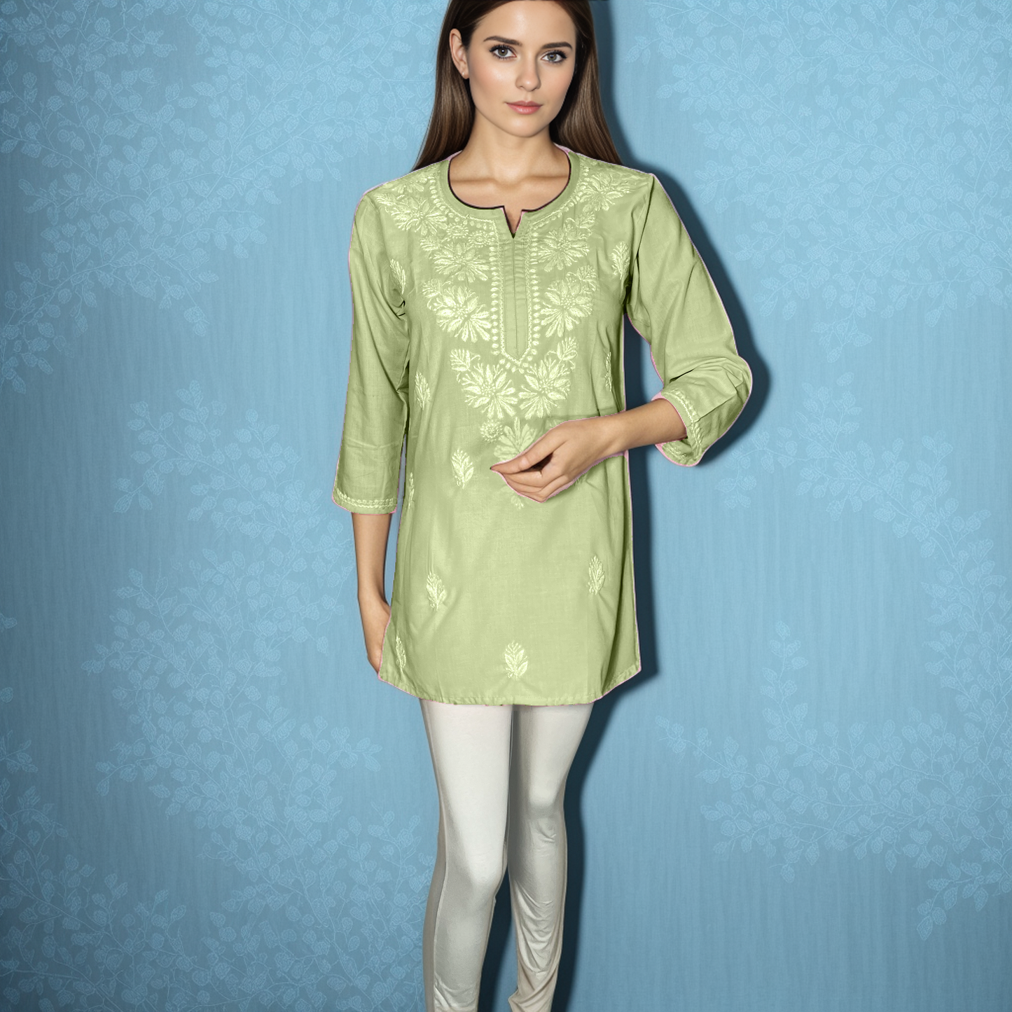 Short Kurti Lakhnavi Chikankari on Modal Cotton Soft an