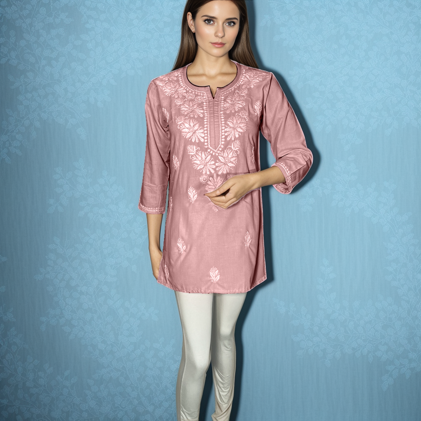 Short Kurti Lakhnavi Chikankari on Modal Cotton Soft an