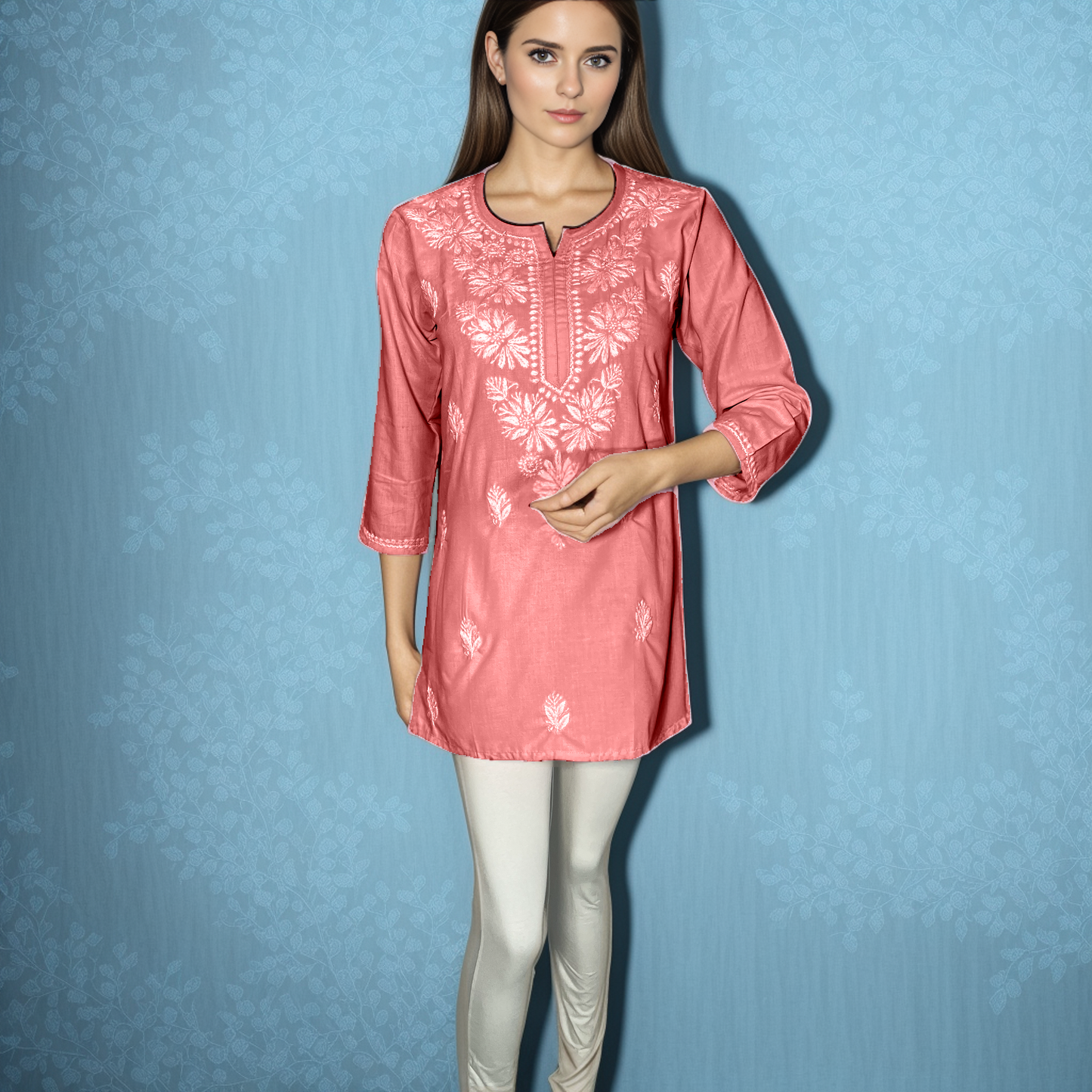 Short Kurti Lakhnavi Chikankari on Modal Cotton Soft an