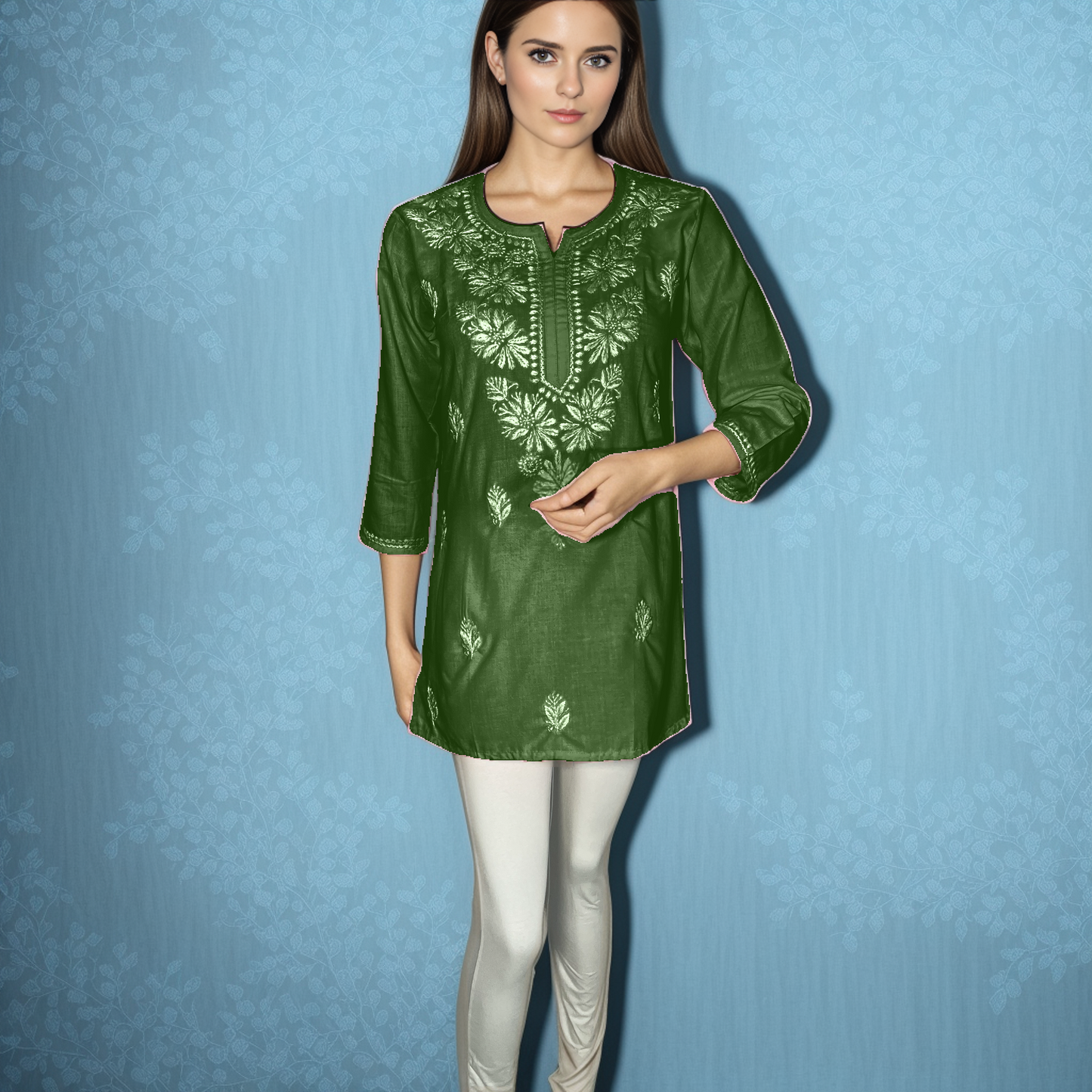 Short Kurti Lakhnavi Chikankari on Modal Cotton Soft an