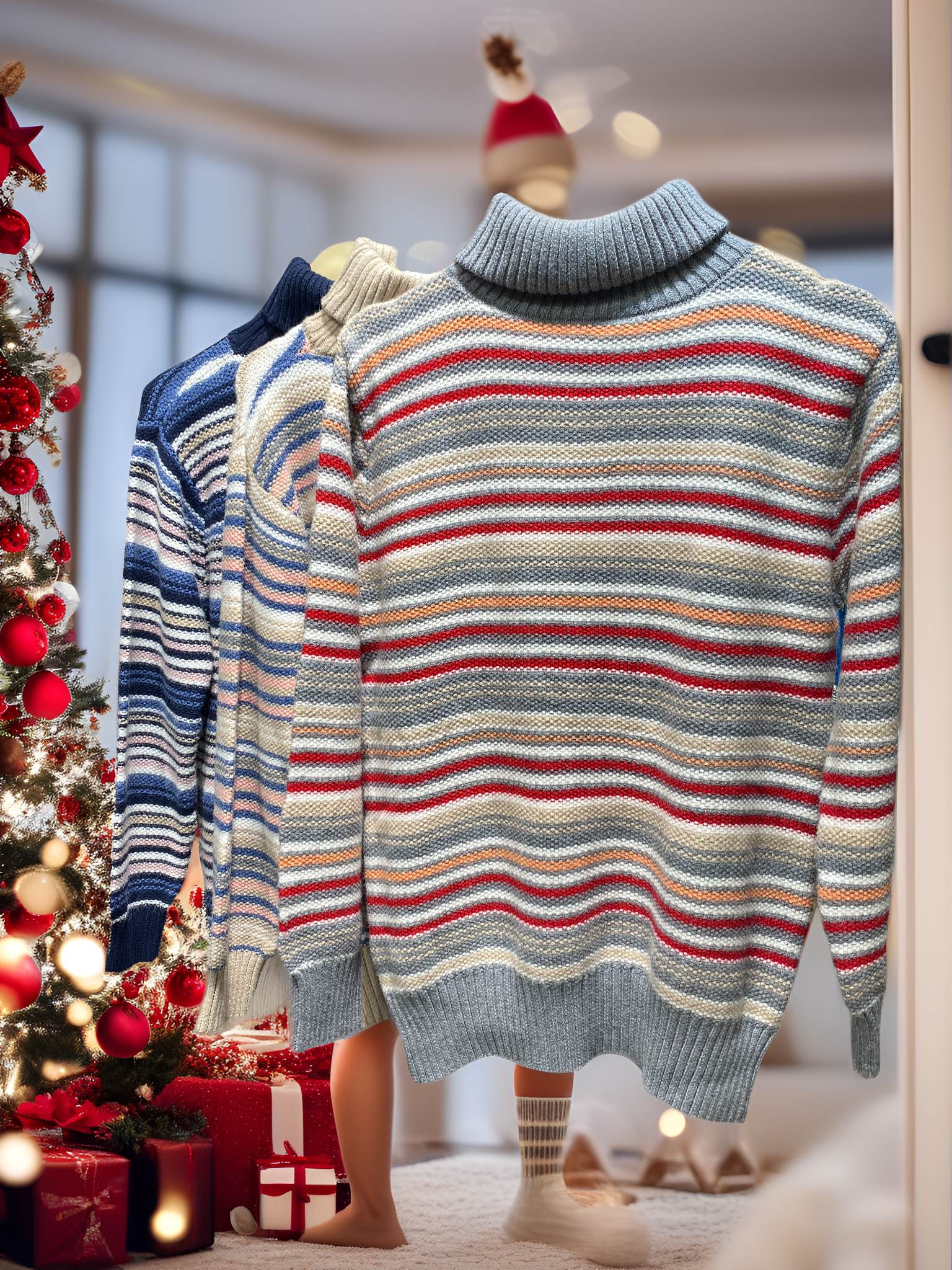 1279 LL Turtle Neck Colorful Sweater Wtr