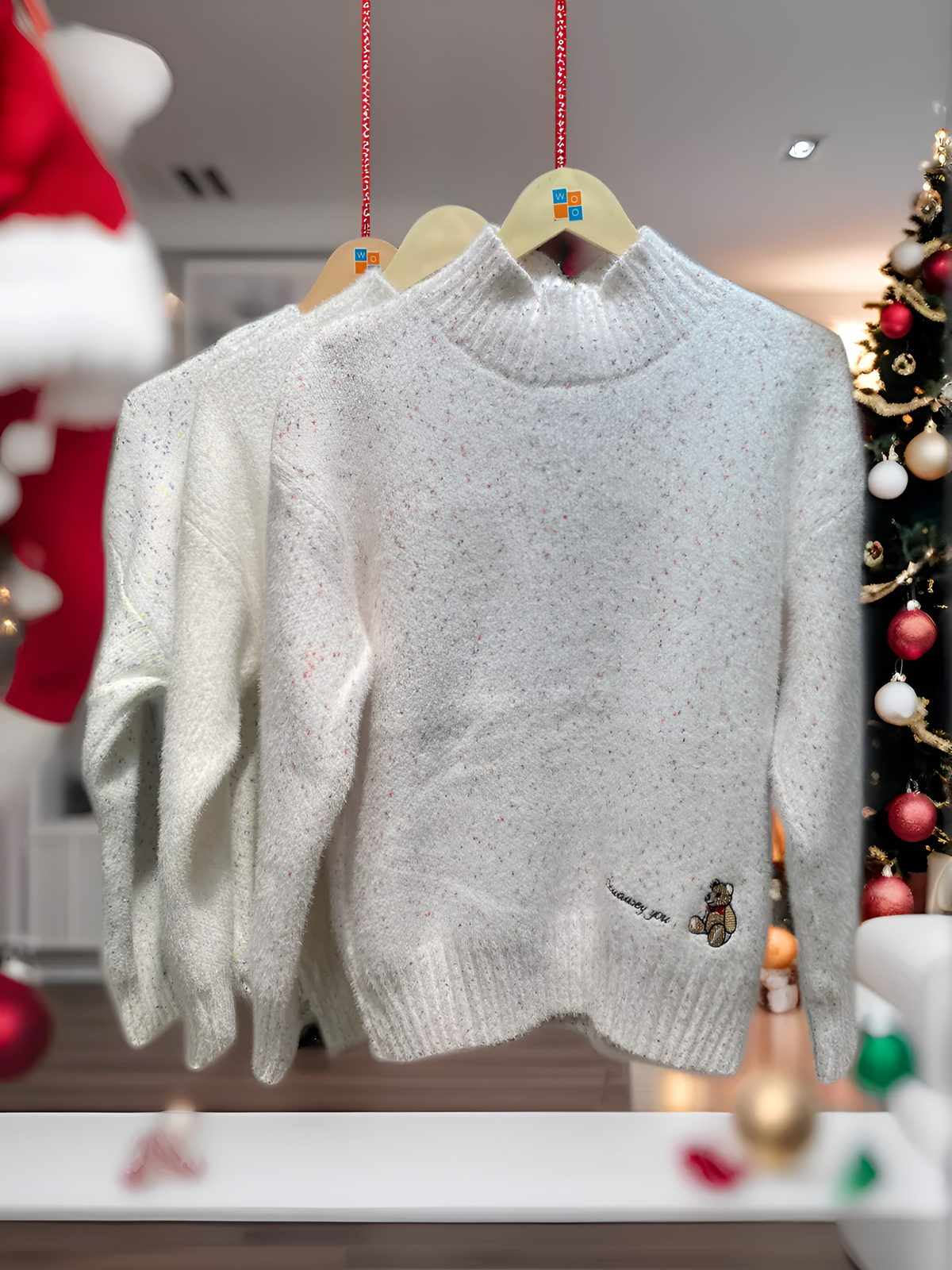 1403 High Neck Dotted Paint on White Normal Length FREE SIZE Solid Sweater Soft and Body Hugging