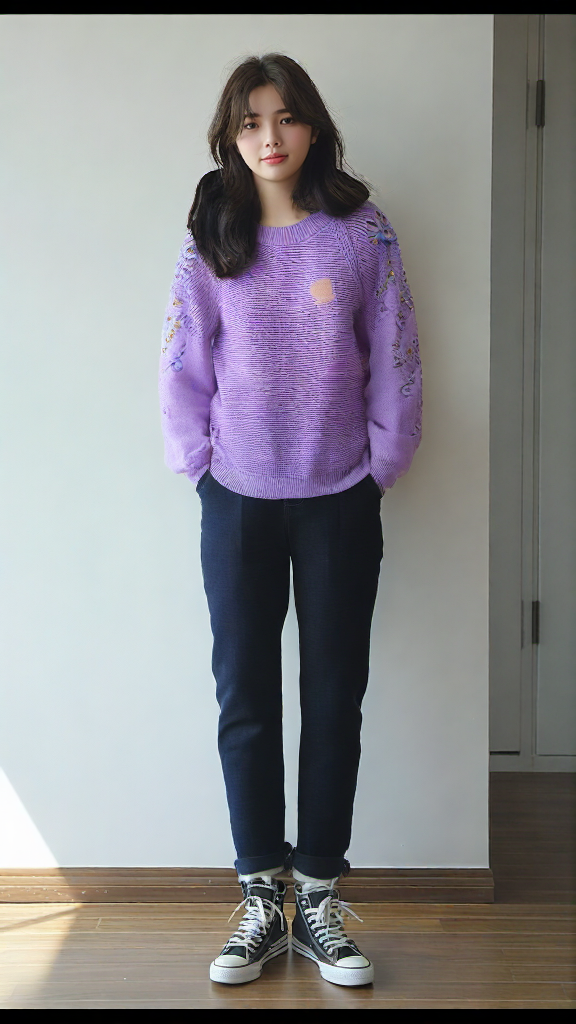 2433 Round Neck Knitted Sweater Shoulder work wtr