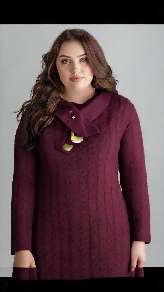 5170 Knitted Lap Collar Midi Dress XL - XXL Wtr