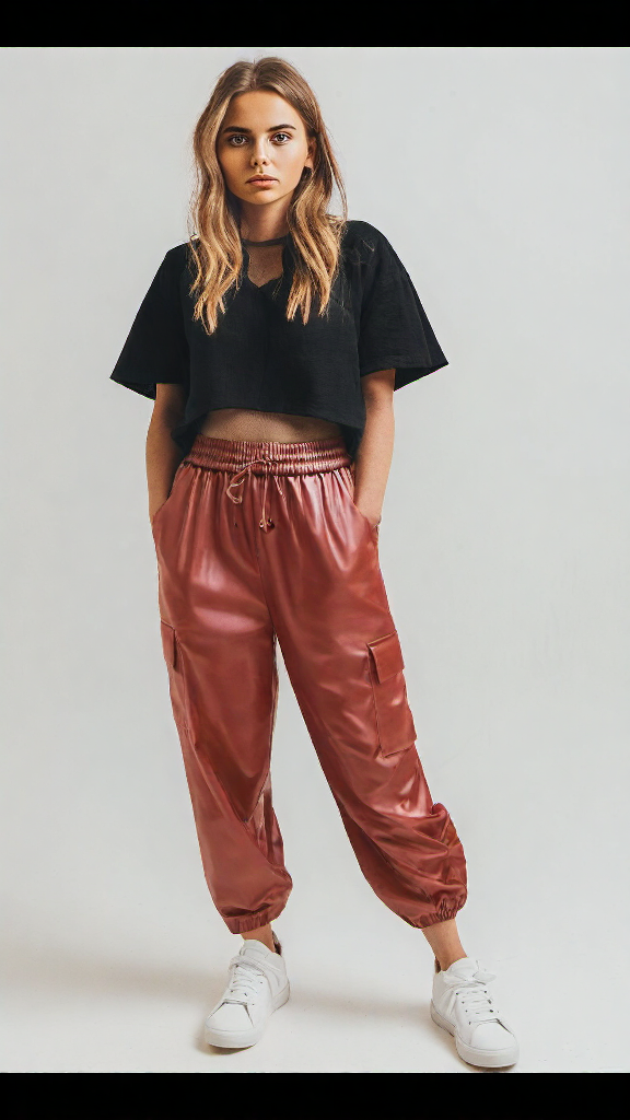 8117 Leather Cargo Pant Trousers