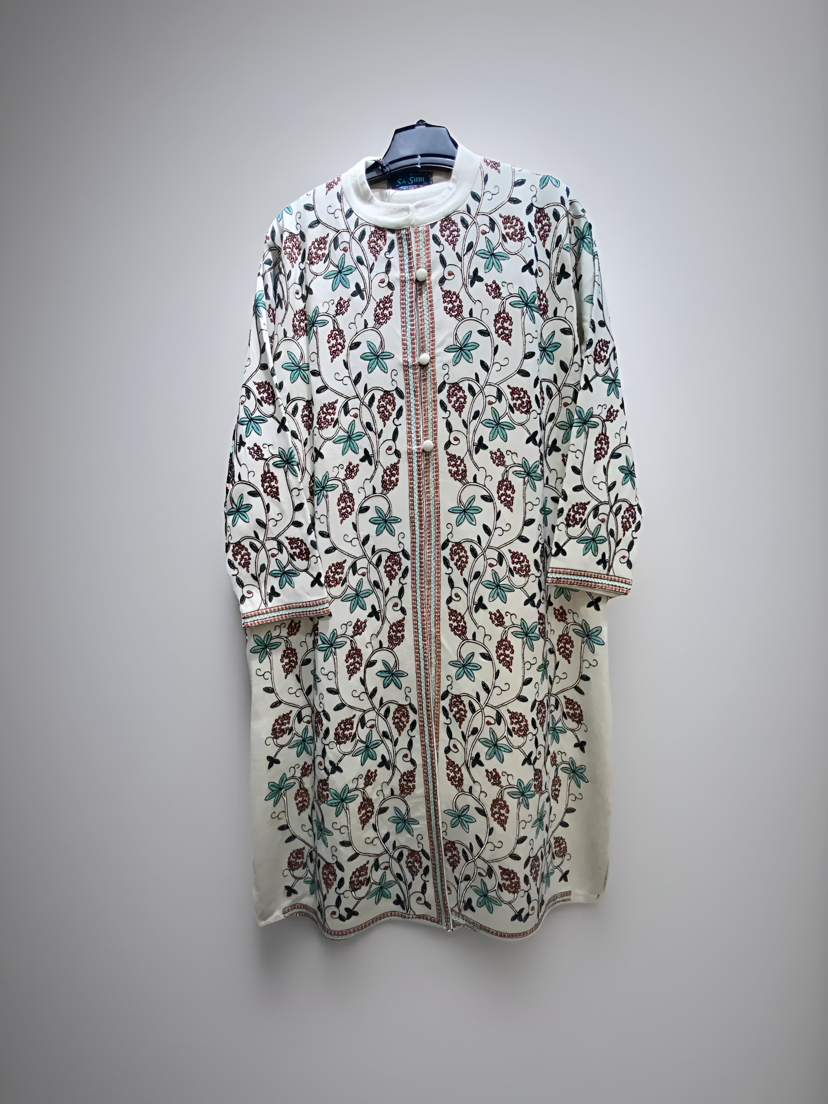 1120 Phulkari Cream Kashmiri Suit 3 Pcs Set Inner, Shrug and Pant Winter